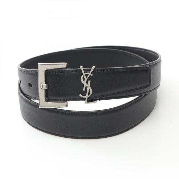 SAINT LAURENT Black Leather Belt - Picture 1 of 6